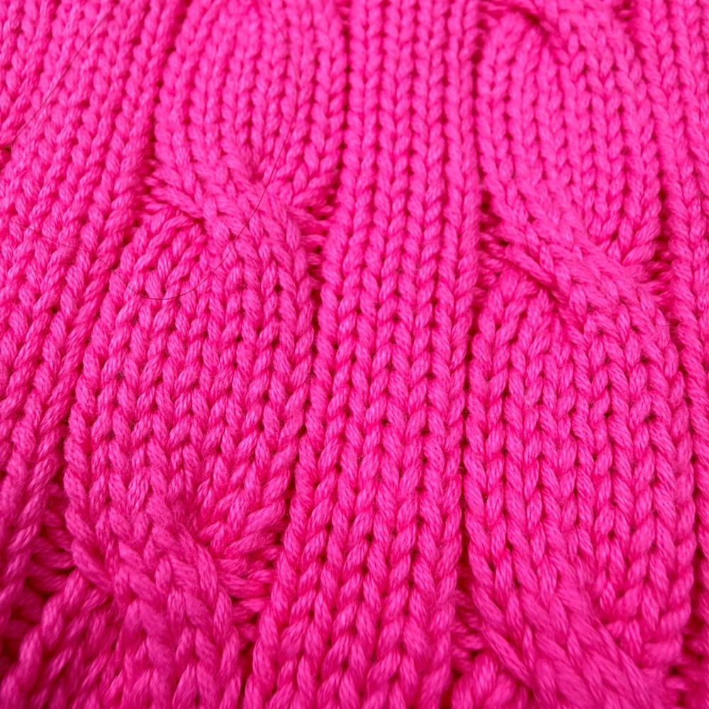 Ralph Lauren Sport Sweater Womens L Hot Pink Excellent V-Neck Cable Knit Cotton - Picture 11 of 11